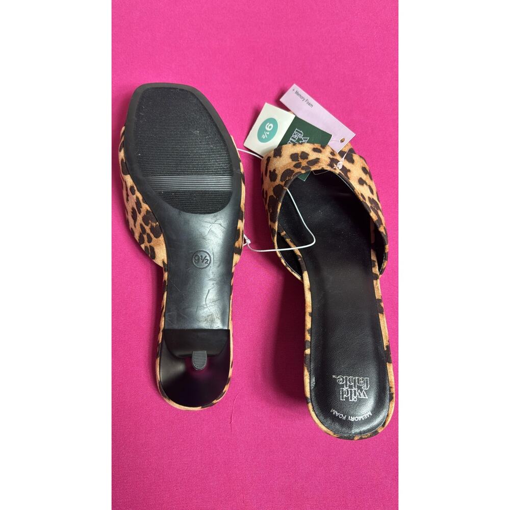 Wild Fable Leopard Print Slide Sandals Women’s Memory Foam Open Toe Size 9 1/2 - Picture 3 of 4